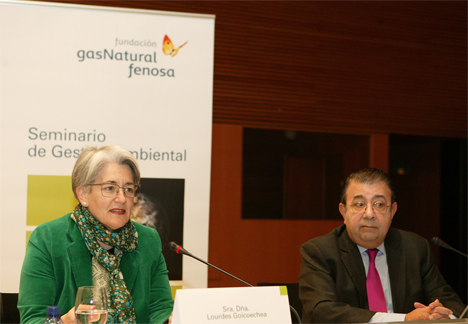 La consejera Goicoechea y el director general de la Fundación Gas Natural Fenosa, Pedro A. Fábregas.