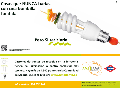 Cartel campña Ambilamp en colaboración con Metro Madrid