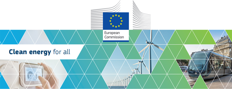 Cartel del programa Energía Limpia para todos los europeos. 