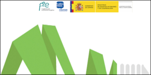 Logo de la campaña divulgativa de Fundación f2e, logo de Fundación f2e y logo del Ministerio de Exteriores.