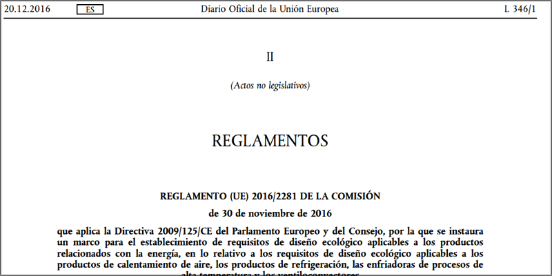Primeras líneas del Reglamento (UE) 2016/2281.