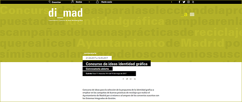 Convocatoria del Concurso de Ideas de Identidad Gráfica para Campañas de Reciclaje del Ayuntamiento de Madrid. 