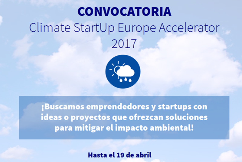 Convocatoria Climate StartUp Europe Accelerator 2017.