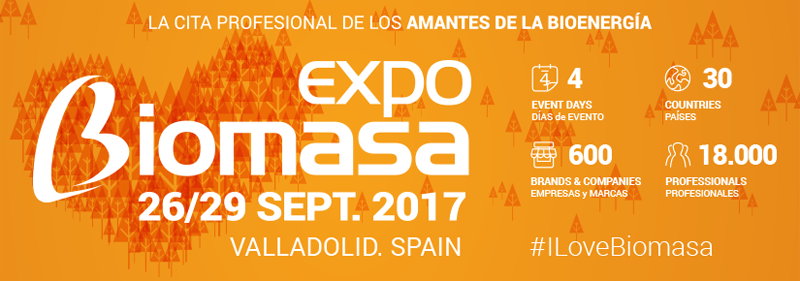 Anuncio de ExpoBiomasa 2017, Valladolid, 26/29 Septiembre 2017. LA Feria de los amantes de la bionergía