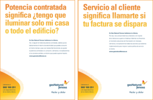 Mensajes de la campaña "Hablamos tu mismo idioma" de Gas Natural Fenosa.