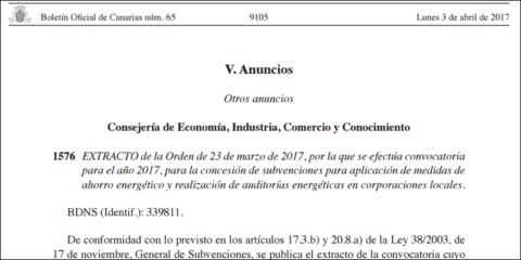 Gobierno de Canarias convoca ayudas para promover el Ahorro y las Auditorías Energéticas