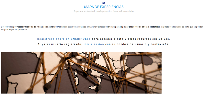 Mapa de Experiencias de proyectos y modelos de financiación innovadoras en materia de energía sostenible, de EnerInvest y Nasuvinsa. 