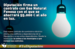 Anuncio para difundir entre los ayuntamientos cacereños la política energética de la Diputación de Cáceres.