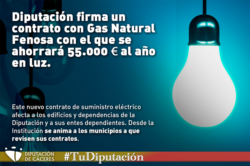 Anuncio para difundir entre los ayuntamientos cacereños la política energética de la Diputación de Cáceres. 