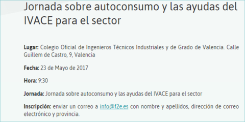 Jornada gratuita en el COGITI de Valencia sobre Autoconsumo Fotovoltaico