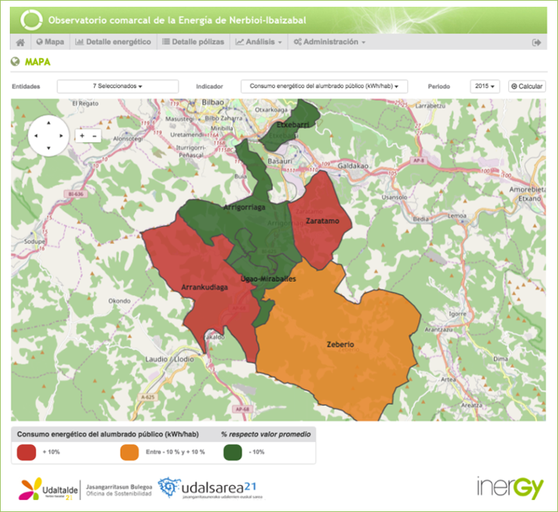 Observatorio comarcal de la Energía. Mapa de la comarca Nerbioi-Ibaizabal. 