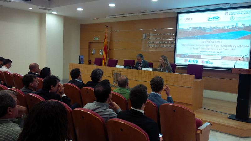 Jornada de UNEF en ICAEN sobre autoconsumo fotovoltaico en Cataluña. 