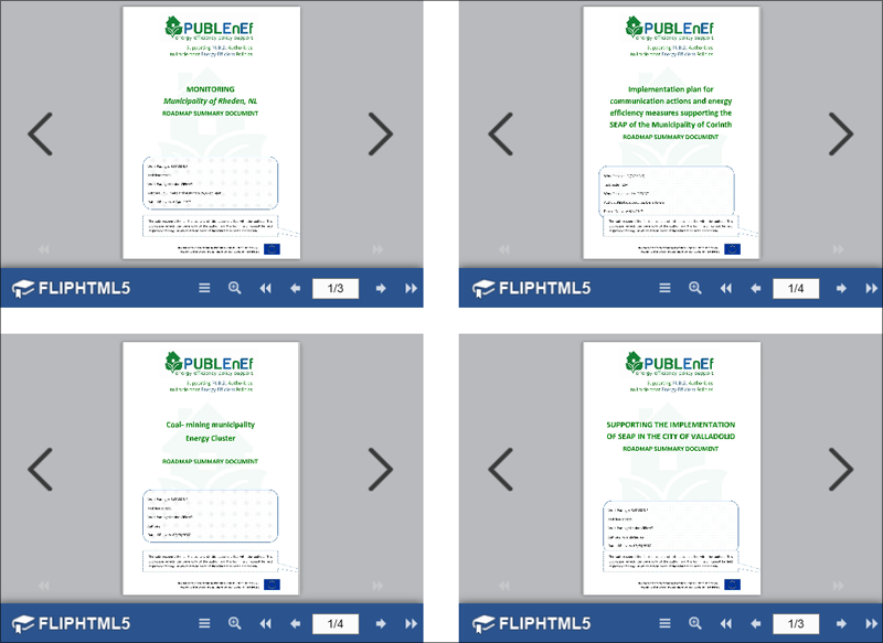 Pantallazo de la página web del proyecto Publenef donde se pueden ver algunas de las guías de eficiencia energética que se pueden descargar en su biblioteca. 