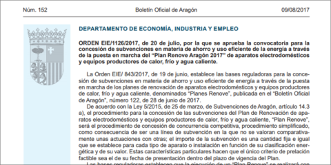 Comienza el Plan Renove de Electrodomésticos y Calderas del Gobierno de Aragón