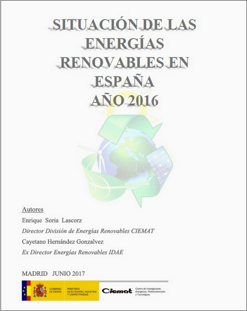 Cartel que anuncia la jornada de presentación del "Análisis de la situación de las Energías Renovables en España. Año 2016".