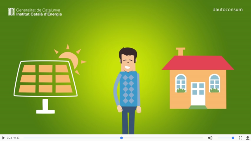 Pantallazo del vídeo editado por ICAEN para una campaña en redes sociales cuyo objetivo es difundir el autoconsumo fotovoltaico. 