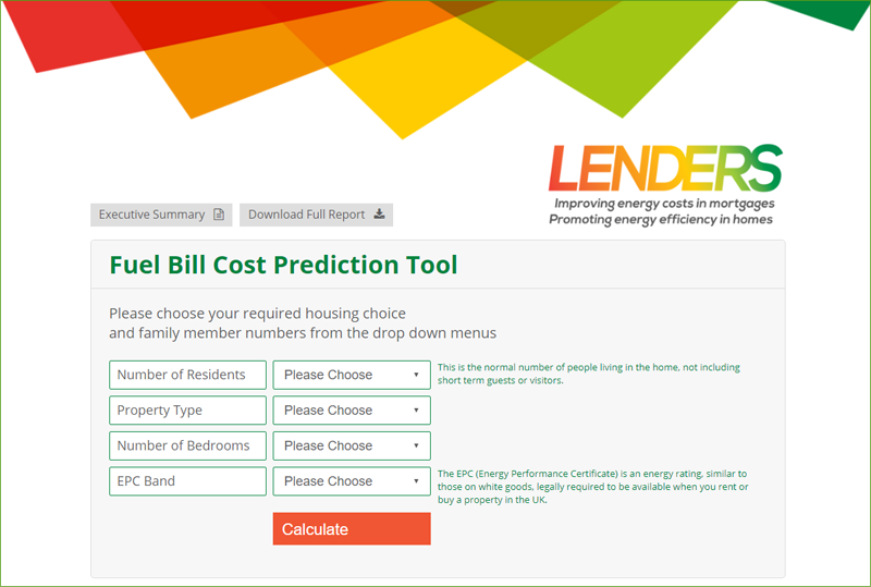 Pantallazo de la calculadora online del proyecto LENDERS. 