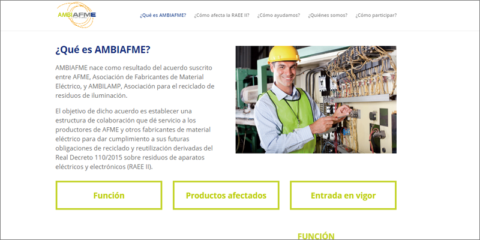 AMBIAFME estrena web sobre el reciclaje de productos de Material Eléctrico