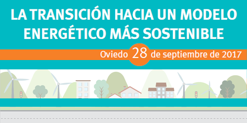 Anuncio de la Jornada que Club Español de la Energía celebra en Oviedo titulada "La transición hacia un modelo energético más sostenible".