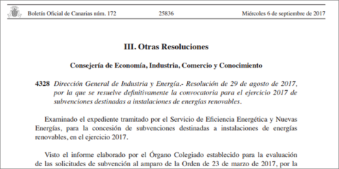El Gobierno de Canarias apoya el Autoconsumo Renovable con la subvención de 39 instalaciones