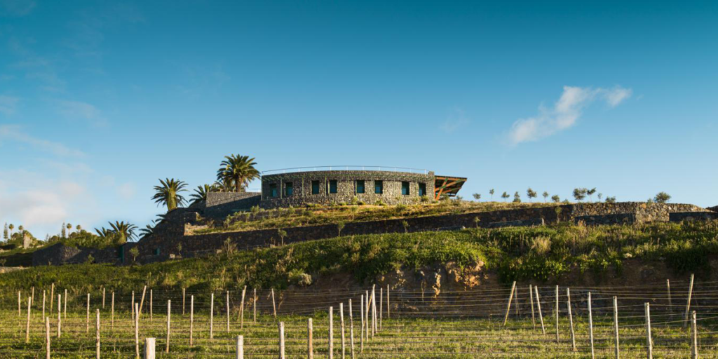 Panorámica de la Bodega El Sitio de San Juan, Tenerife, primera bodega autosuficiente con denominación de origen Canary Wine, gracias a la instalación de autoconsumo fotovoltaico de Chint Electrics.