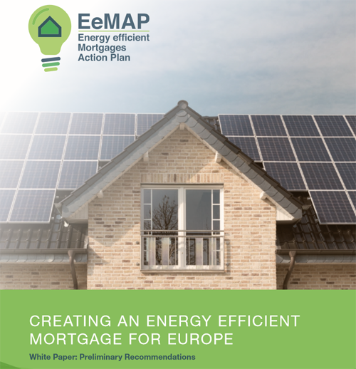 Portada del Libro Blanco de EeMAP con recomendaciones sobre la creación de productos hipotecarios para la eficiencia energética de los edifcios. 