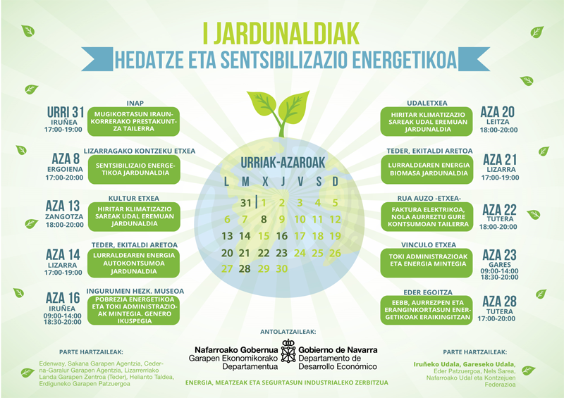 Programa de jornadas de difusión y sensibilización energética del Gobierno de Navarra. 