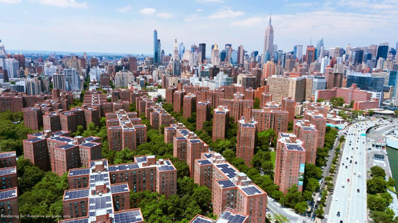 Edificios de Manhattan donde se instalarán los paneles solares para autoconsumo. 