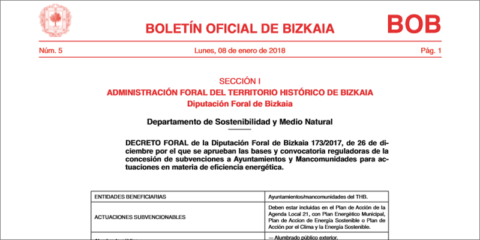 Diputación de Vizcaya subvenciona actuaciones locales para mejorar la Eficiencia Energética