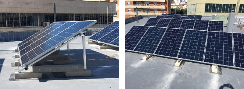 Instalaciones fotovoltaicas sobre la cubierta de la sede central de Aguas de Cádiz. 