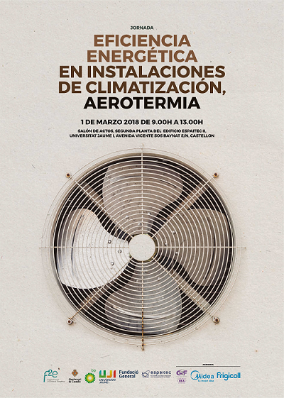 Cartel de la jornada de Fundación f2e sobre Aerotermia.