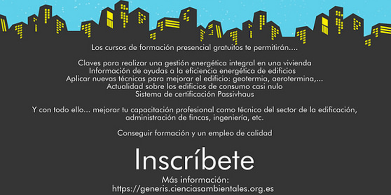Anuncio de la formación gratuita en Cáceres sobre eficiencia energética.
