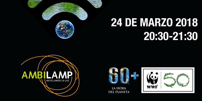 Anuncio de la Hora del Planeta con el logo de Ambilamp.