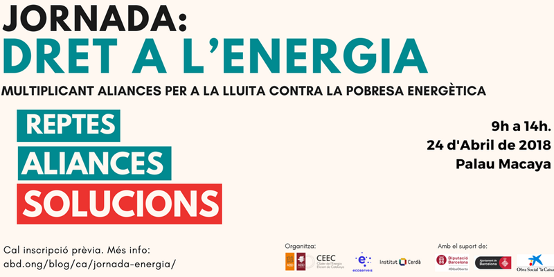 Anuncio de la jornada "Derecho a la energía: Multiplicando alianzas para la lucha contra la pobreza energética".