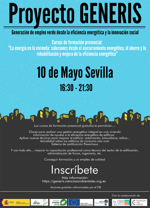 Anuncio del curso gratuito celebrado por ACA en Sevilla sobre eficiencia energética. 