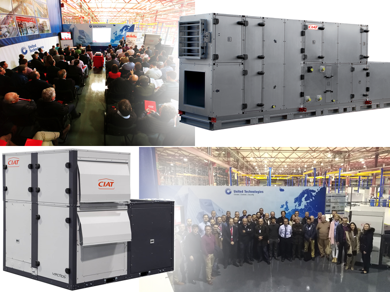 Instantáneas de la presentación de CIAT en su fábrica de Montilla y equipos de climatización presentados. 