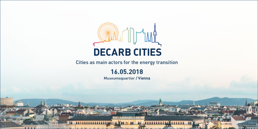 Anuncio de la conferencia Decarb Cities 2018.