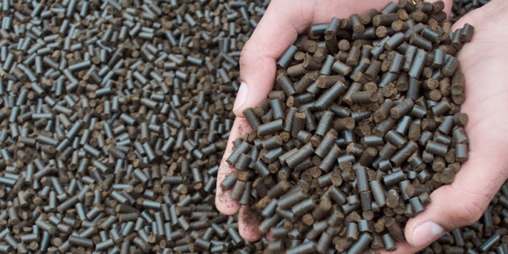 Biomasa en formato "pellet" obtenida a partir de residuos de café.