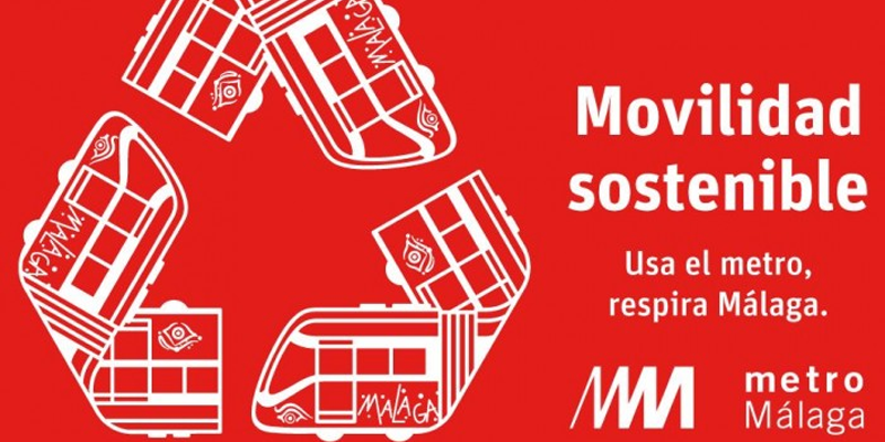 Anuncio sobre el programa de movilidad sostenible de Metro de Málaga.