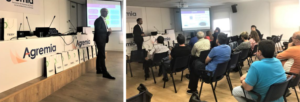 Dos instantáneas de la jornada de TESY en la sede de Agremia.