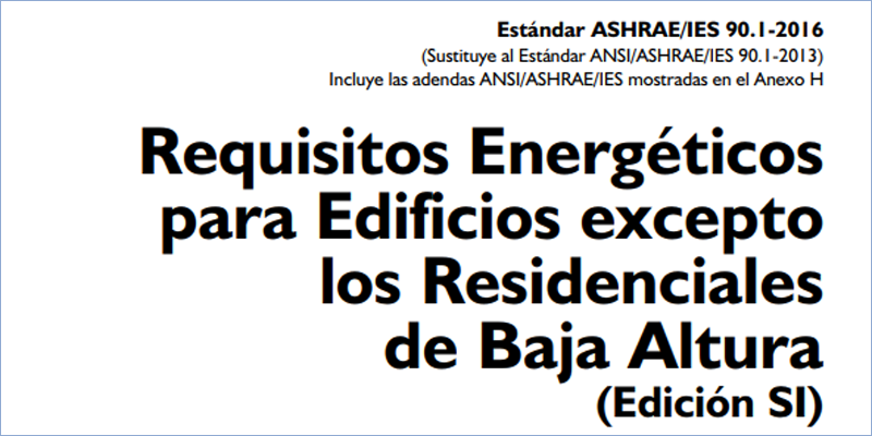 Portada del Estándar Ashrae/IES 90.1-2016 "Requisitos energéticos para edificios excepto los residenciales de baja altura".