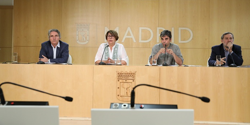 Rueda de prensa en el Ayuntamiento de Madrid para presentar la hoja de ruta hacia la sostenibilidad.