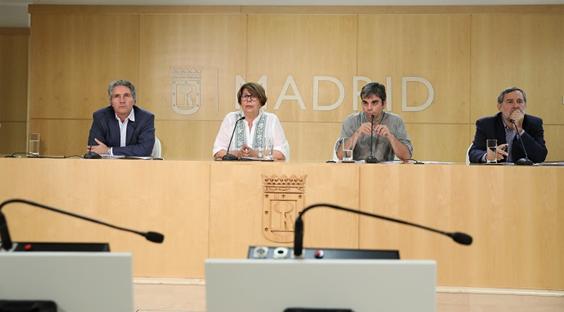 Rueda de prensa en el Ayuntamiento de Madrid para presentar la hoja de ruta hacia la sostenibilidad. 