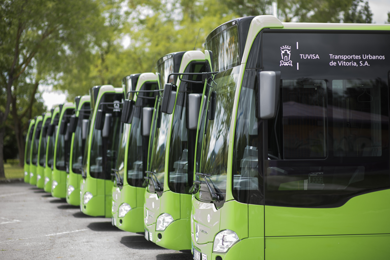 Autobuses de Tuvisa, empresa municipal de transporte urbano de Vitoria-Gasteiz.