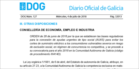 Los hogares vulnerables gallegos ya pueden solicitar las ayudas para evitar el corte del suministro eléctrico