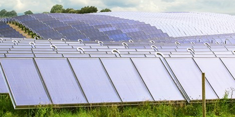 Planta solar de agua caliente en Dinamarca.