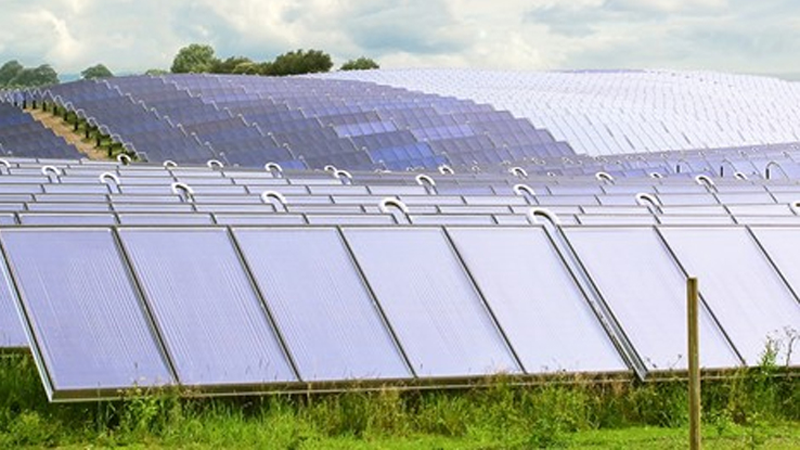 Planta solar de agua caliente en Dinamarca. 
