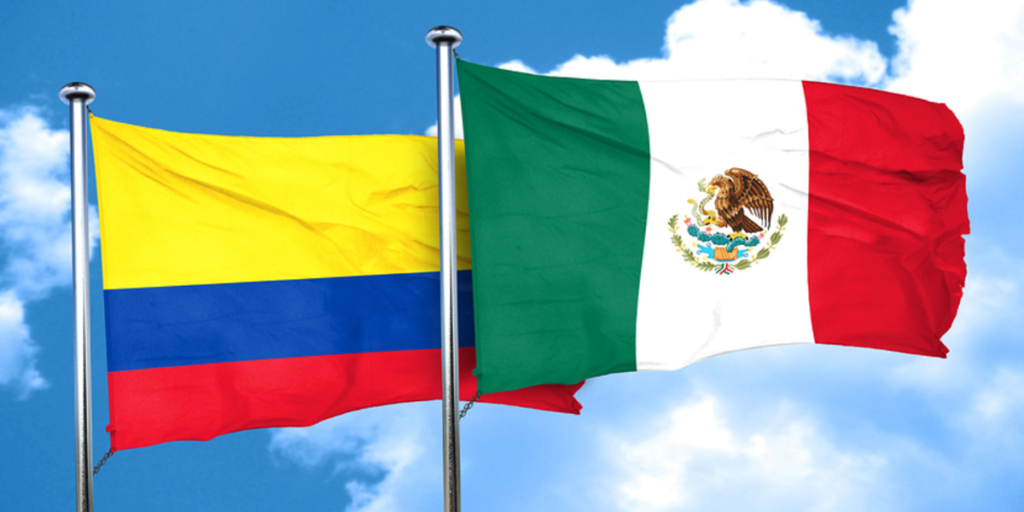 Banderas de México y Colombia