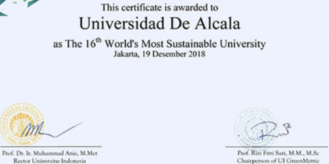 Las políticas de sostenibilidad de la Universidad de Alcalá de Henares, reconocidas por el ranking GreenMetric