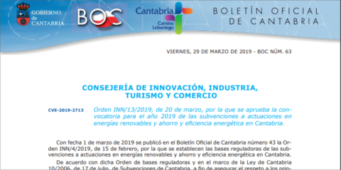 Cantabria convoca subvenciones para tecnologías de energía renovable y de eficiencia energética